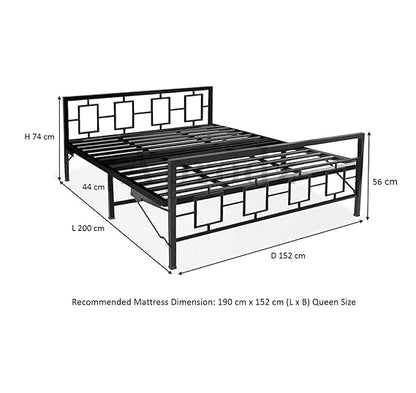 Metal Bed | Metal Bed With Foam Mattress Included | (King, Queen, Single Size with Mattress) (Geometric Design & Geometric Design with Foam) Aprodz