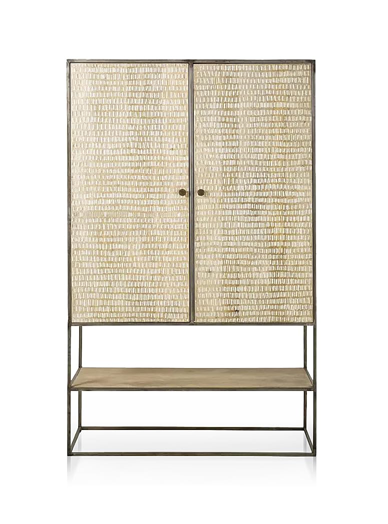 APRODZ Madera Metal and Mango Wood 2-Door Wardrobe Storage Almirah Cupboard for Cloths (Solid Wood - Natural)