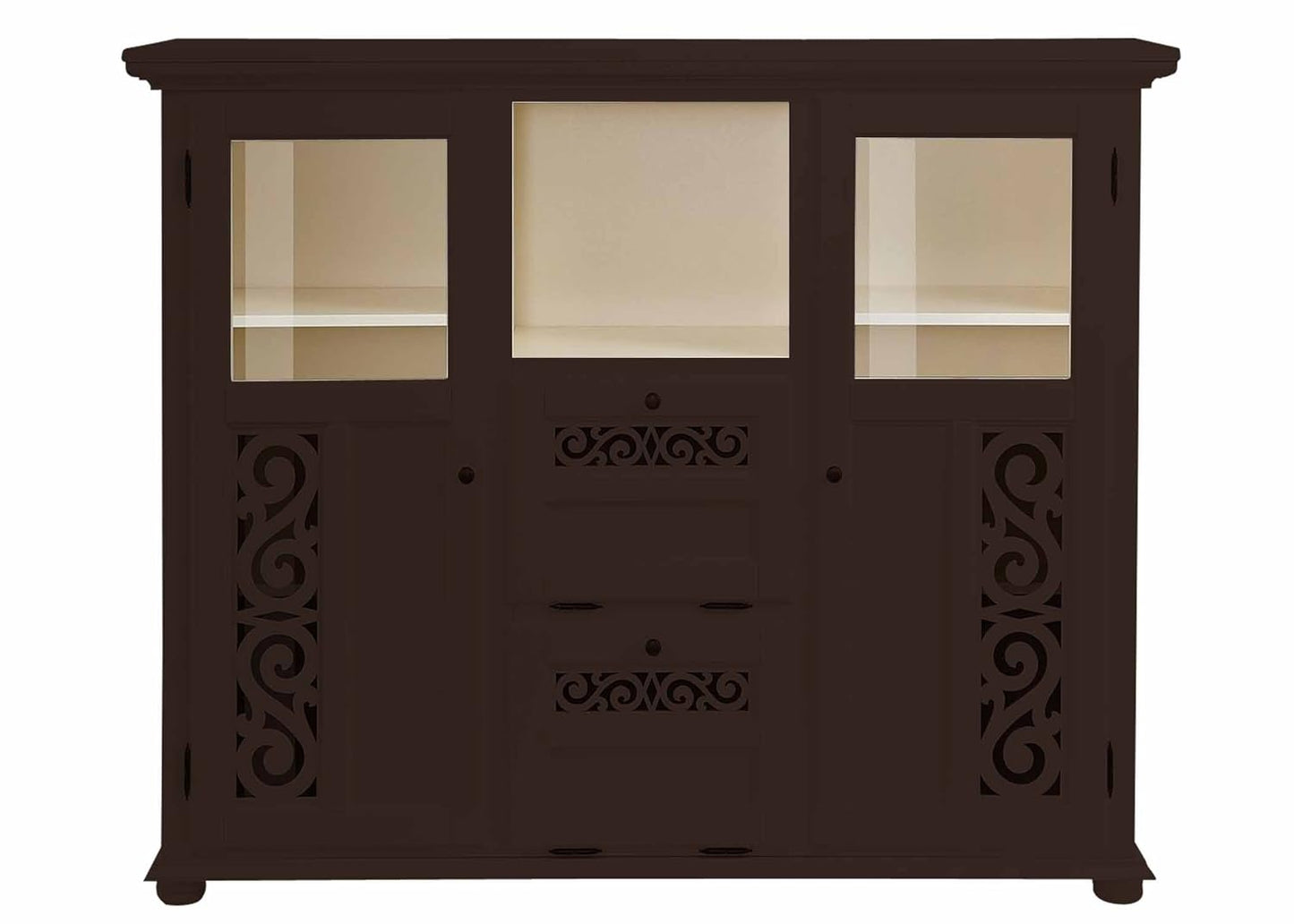 APRODZ Soild Wood Fora Sideboard Storage Cabinet for Living Room | Eastern Brownstone Finish