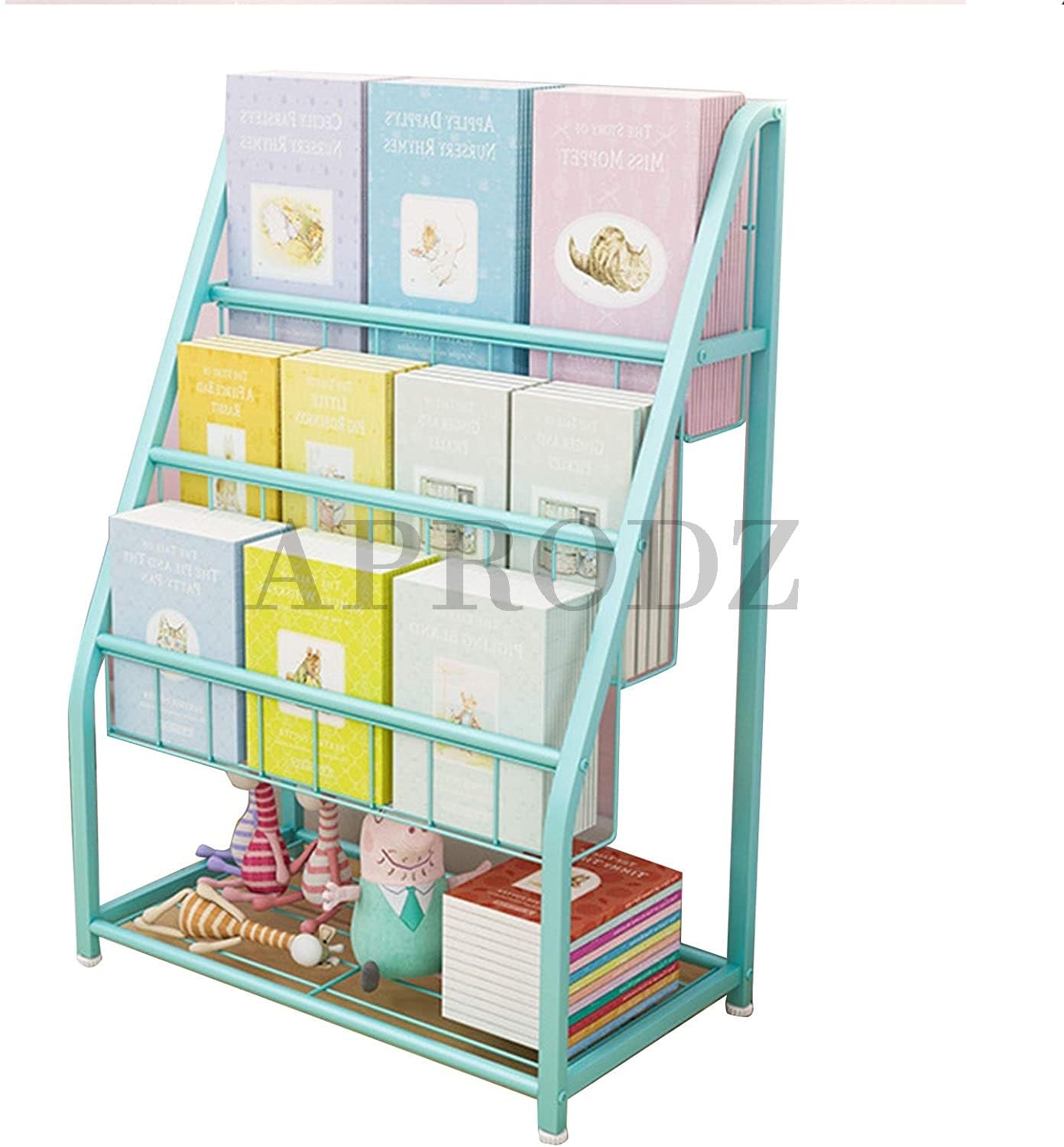 Children's Three Storey Metal Floor to Ceiling Picture Book Rack, Newspaper Rack Mint