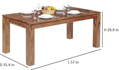 Sheesham Wood Solimosi 6 Seater Dining Table Set for Home | Dining Furniture | Brown Finish