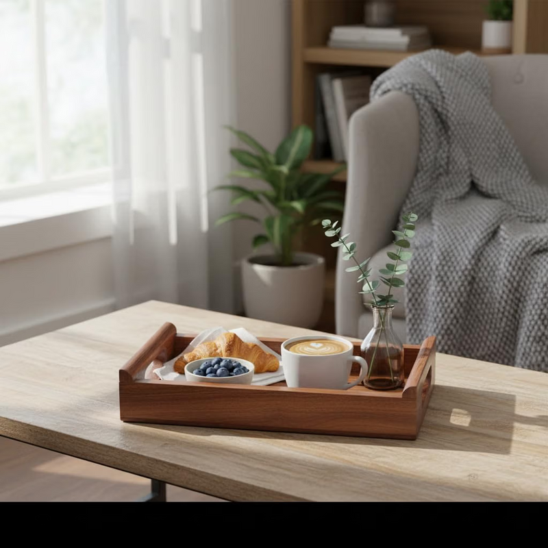 Sheesham Wood Decorative Antique Touch Serving Tray 
