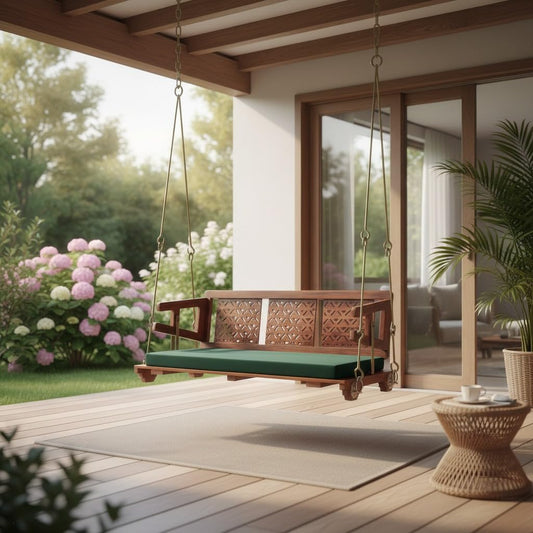 Jhula for Adults for Home Reversible Wooden Swing Jhula for Indoor Outdoor & Balcony 
