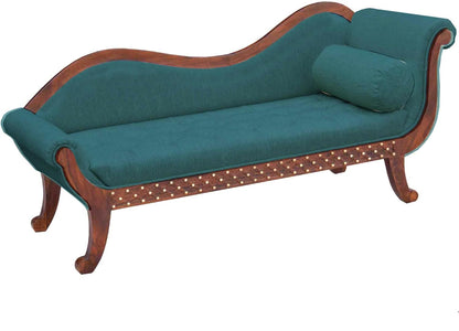 APRODZ Canape Couch Three Seater Upholstery and Sheesham Wood Sofa (Fabric - Teal Velvet)