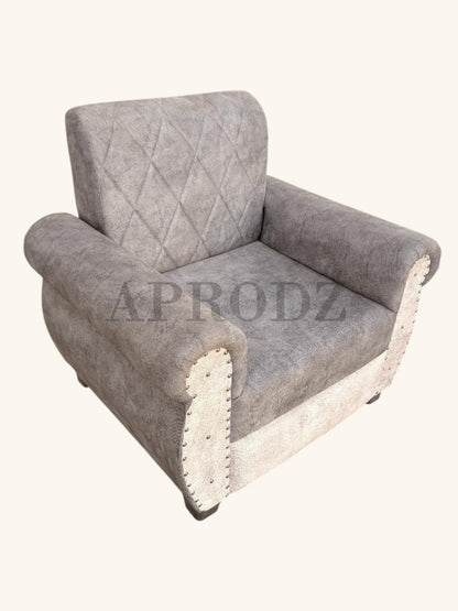 Sofa | Wood Frame Suede Fabric 40D Foam Cushion | Comfortable, Durable, Stylish & Modern for Living Room Furniture | Compact Design Lounge Seat Relaxation (Light Grey + Beige) 