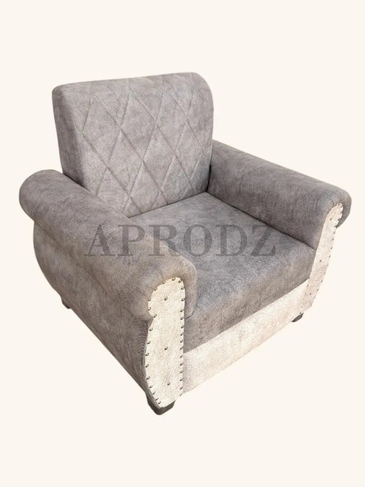 Translation missing: en.Sofa | Wood Frame Suede Fabric 40D Foam Cushion | Comfortable, Durable, Stylish &amp; Modern for Living Room Furniture | Compact Design Lounge Seat Relaxation (Light Grey + Beige) 