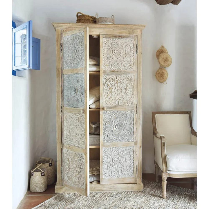 Translation missing: en.Floreale wardrobe Carved Mango Wood 2-Door Wardrobe rah 