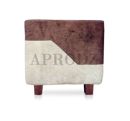 APRODZ Ottoman Stool for Living Room | Pouffes for Sitting| Foot stools | Office Stools | Decoration & Dressing Table Suede Fabric Set of 1 Brown + Beige