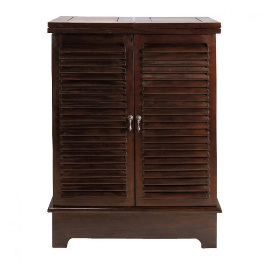 Translation missing: en.APRODZ Mango Wood Gilmore Stylish Brown Bar Cabinet with Wine Glass Storage for Living Room