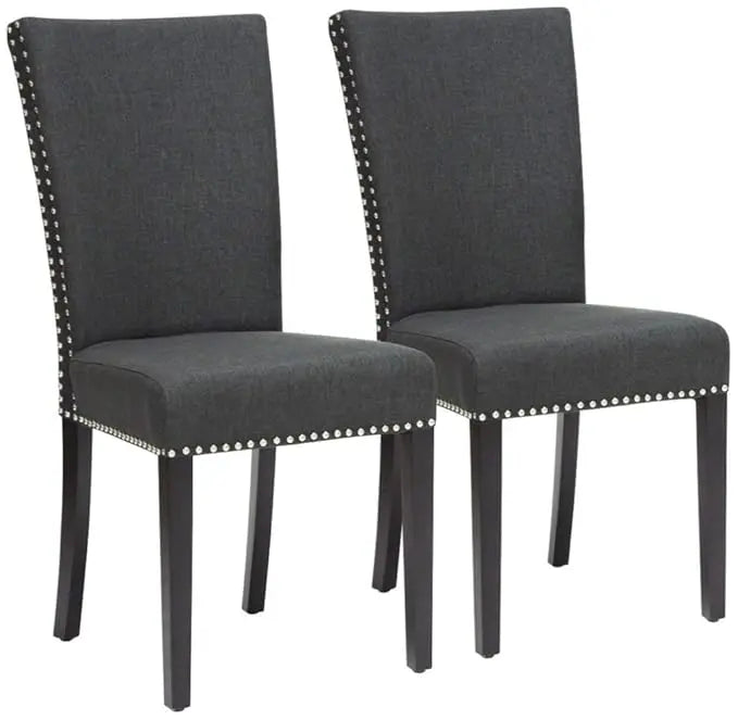 Set of 2 Harrowgate Dark Gray Linen Modern Dining Dark Gray Chair