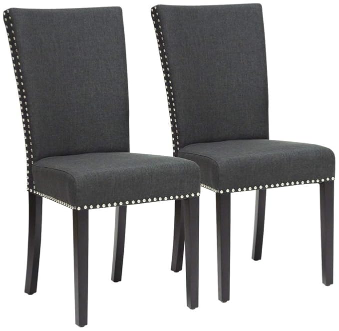 Set of 2 Harrowgate Dark Gray Linen Modern Dining Chair Aprodz