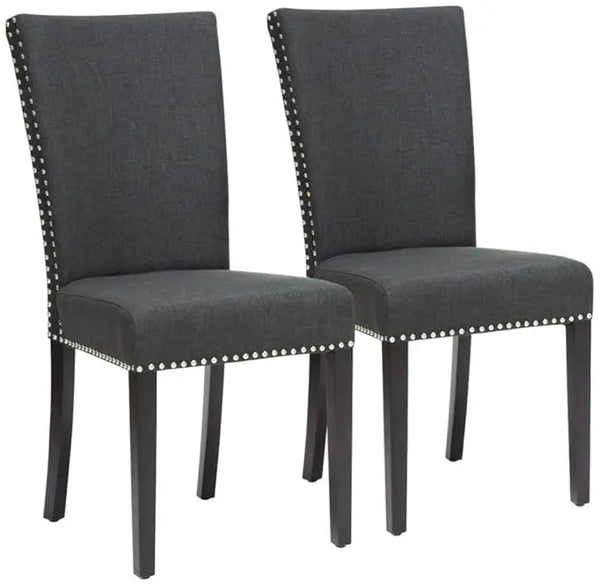 Set of 2 Harrowgate Dark Gray Linen Modern Dining Chair 