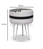 Upholstered and Steel Frame Puffy Stool Grass Green Fabric + Black Powdercoated - Set of 2 