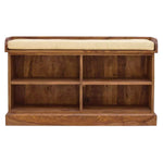 Wooden Multipurpose Cupboard & Shoe Rack – Spacious Storage Cabinet with Seating for Home, Entryway & Living Room (Large, Teak Finish) 