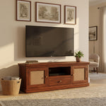 Sheesham Wood and Cane Tv Unit Cabinet | Two Door 