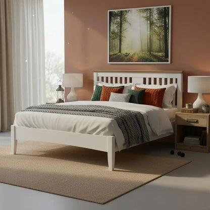 Solid Wood Parma King & Queen Size Bed – Elegant and Stylish Bedroom Furniture Without Storage for a Modern Home 