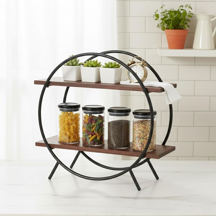 Translation missing: en.Multipurpose Kitchen Storage Rack – Metal &amp; Wooden Masala Shelf 