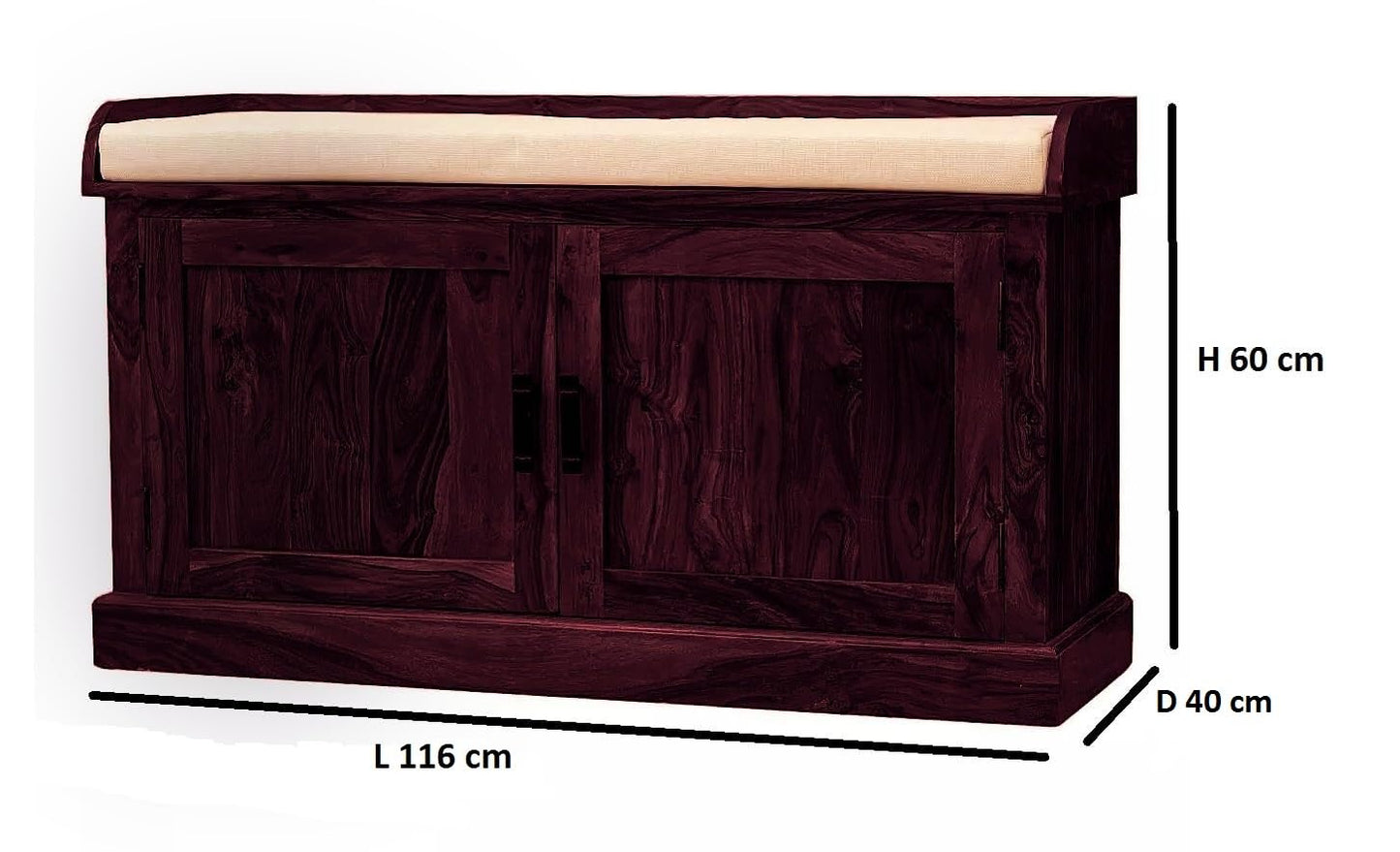 Wooden Multipurpose Cupboard & Shoe Rack – Spacious Storage Cabinet with Seating for Home, Entryway & Living Room (Large, Teak Finish) 