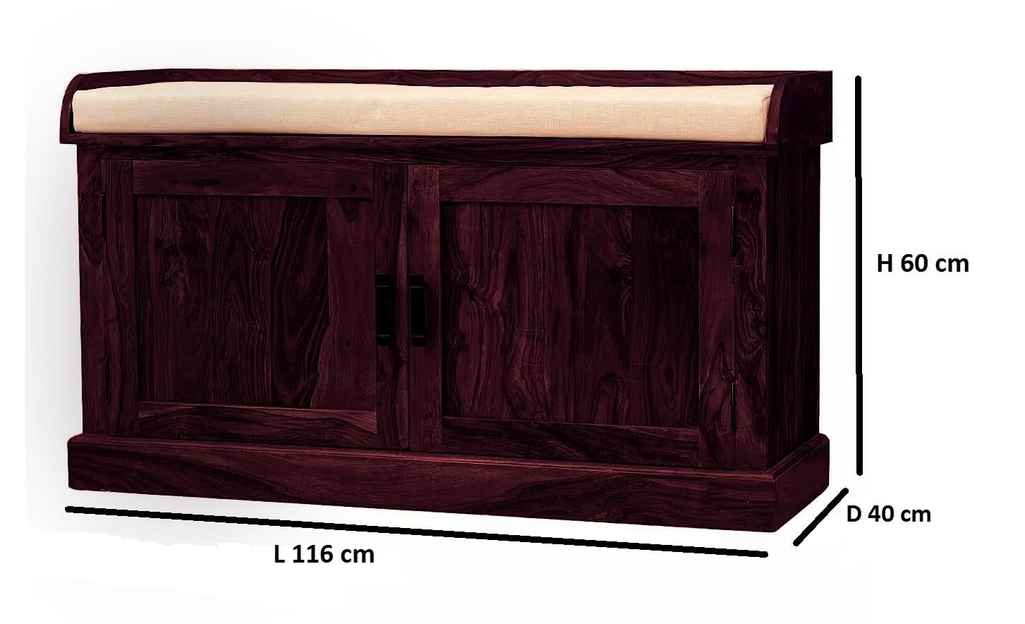 Wooden Multipurpose Cupboard & Shoe Rack – Spacious Storage Cabinet with Seating for Home, Entryway & Living Room (Large, Teak Finish) 