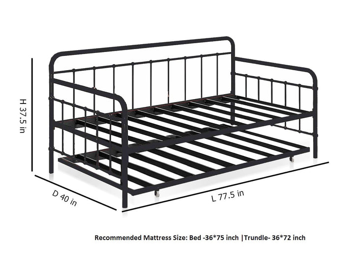 Translation missing: en.Marks Daybed Twin Size Metal and Mdf Trundle Bunk Bed 