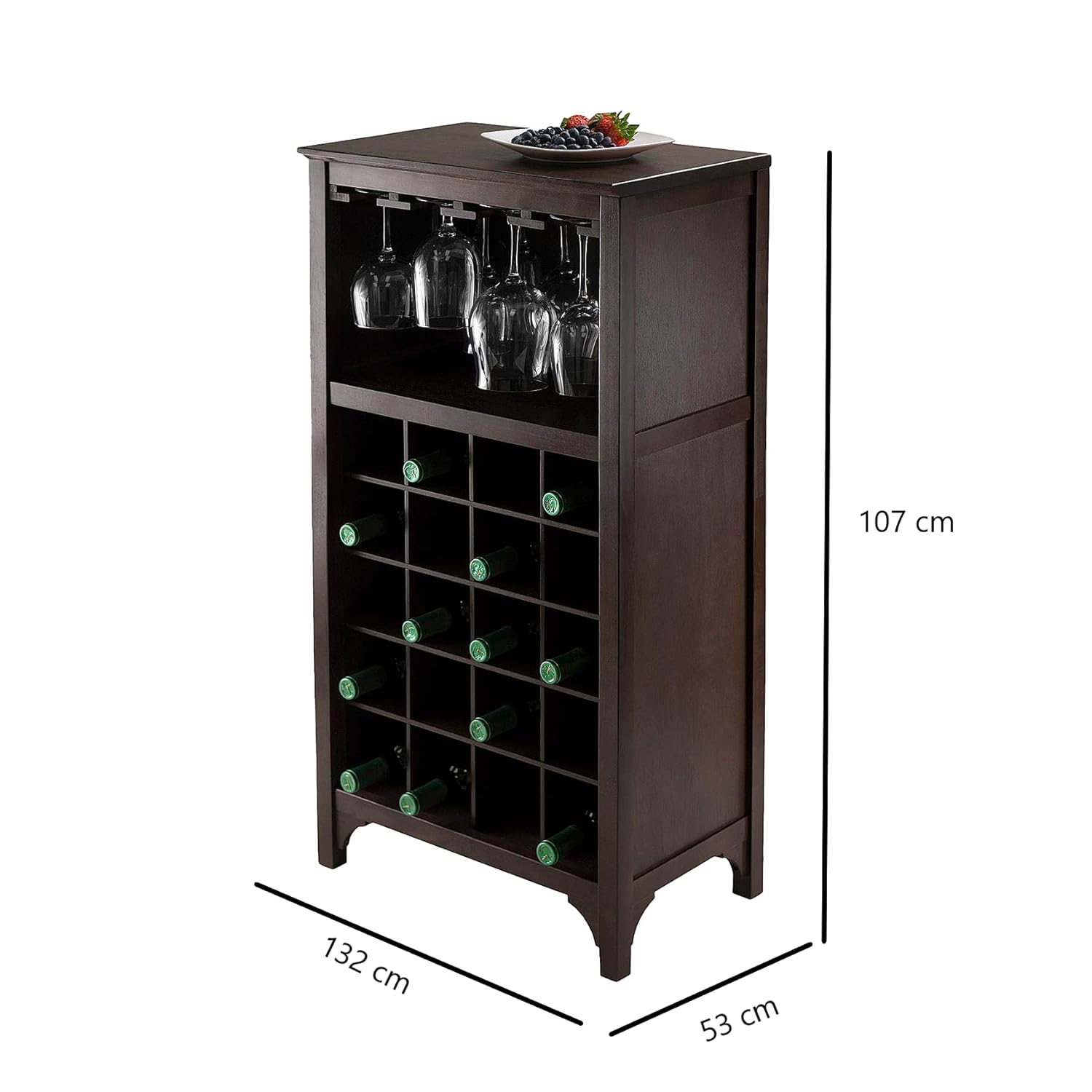 APRODZ Mango Wood Wine Storage Yuna Stylish Bar Cabinet for Living Room