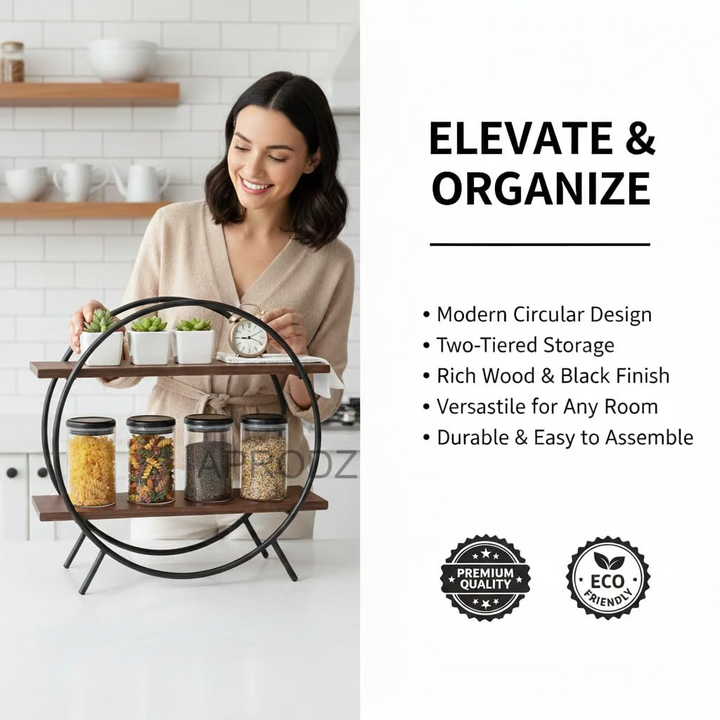 Translation missing: en.Multipurpose Kitchen Storage Rack – Metal &amp; Wooden Masala Shelf 