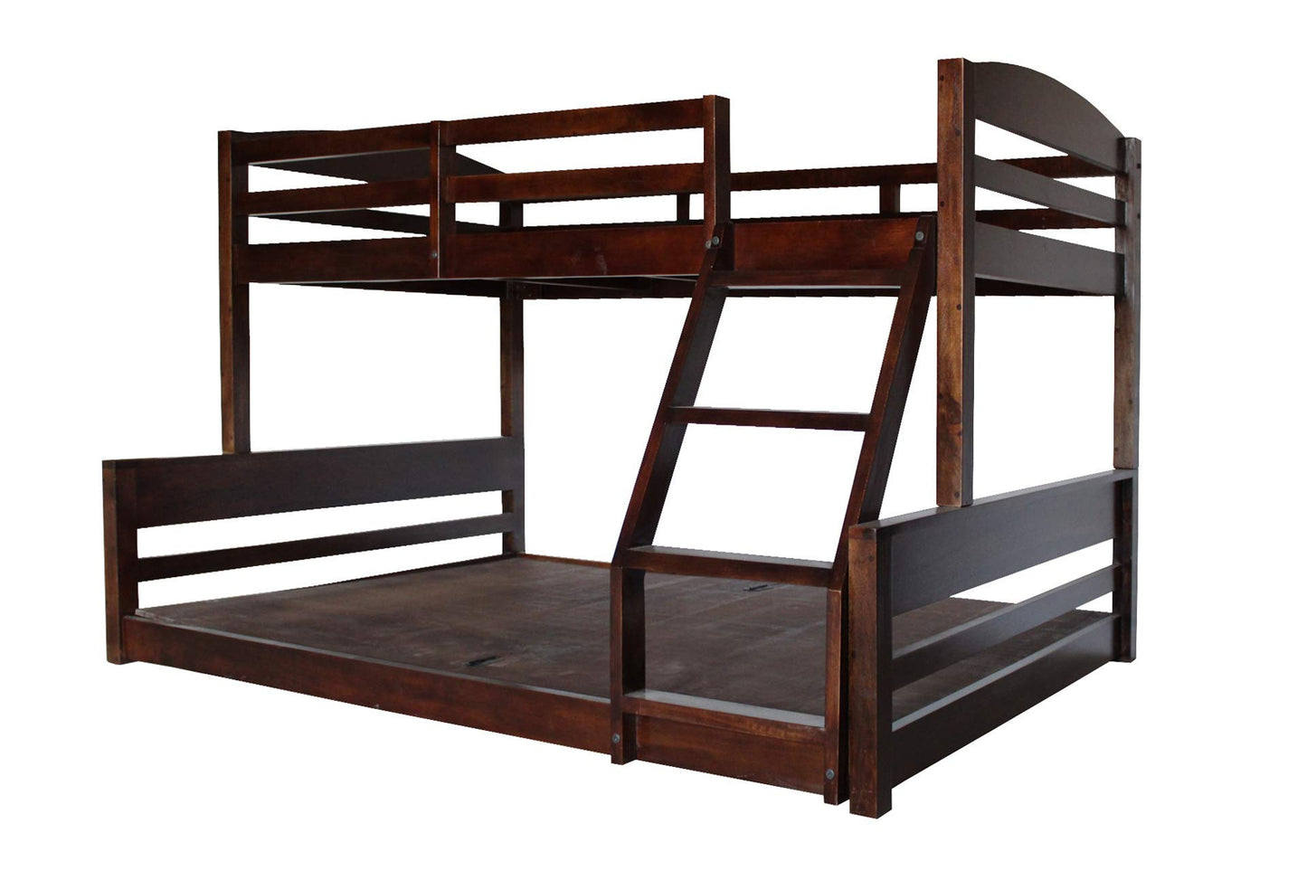 APRODZ Mango Wood Shipry Bunk Bed Without Storage Single Bed Furniture for Bedroom Living Room Home (Brown Finish)