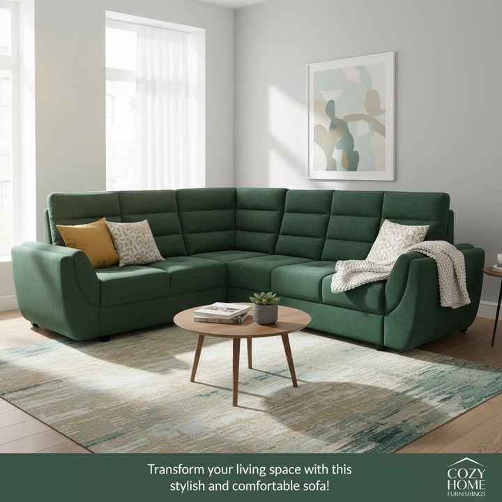 Translation missing: en.L-Shaped Sectional 6-Seater Sofa with Tufted Cushion Padded Armrest Perfect Fabric Corner Sofa 