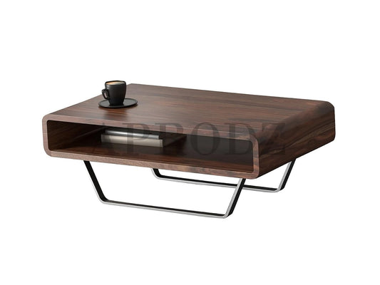 Solid Sheesham Wood & Carbon Steel Coffee Table | Modern Elegance for Your Living Room