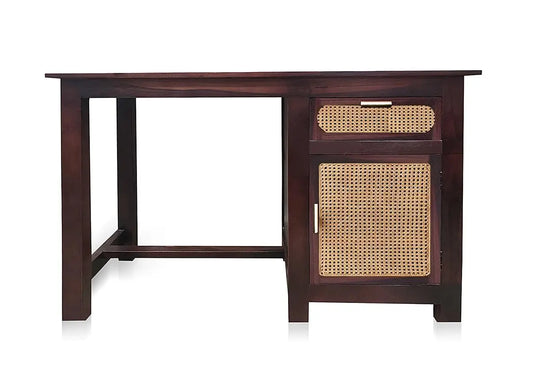 Translation missing: en.APRODZ Sheesham Wood and Cane Office Desk Study Computer Table for Study Room with 1 Drawer and 1 Door (Rosewood - Mahogany)