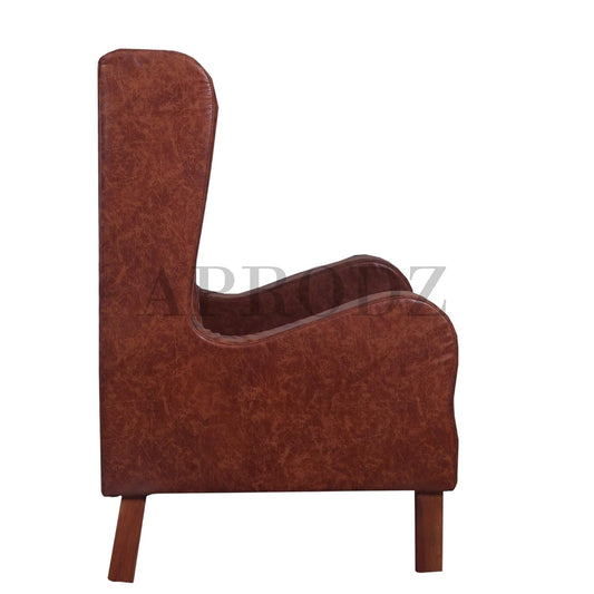 APRODZ Raja Wing Chair for Living Room, Bed Room Tufted Wing Back Accent Chair, Cushioned Lounge Chair Single Seater Sofa |Luxury Rest Chair Arm Chair Sofa (Brown Suede Leatherette)