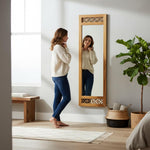 Solid sheesham Wood Full Length Floor Mirror for Bedroom Living Room Dressing Area Rectangular Mirror with Carved Sheesham Wood FrameModern Home Decor Furniture 