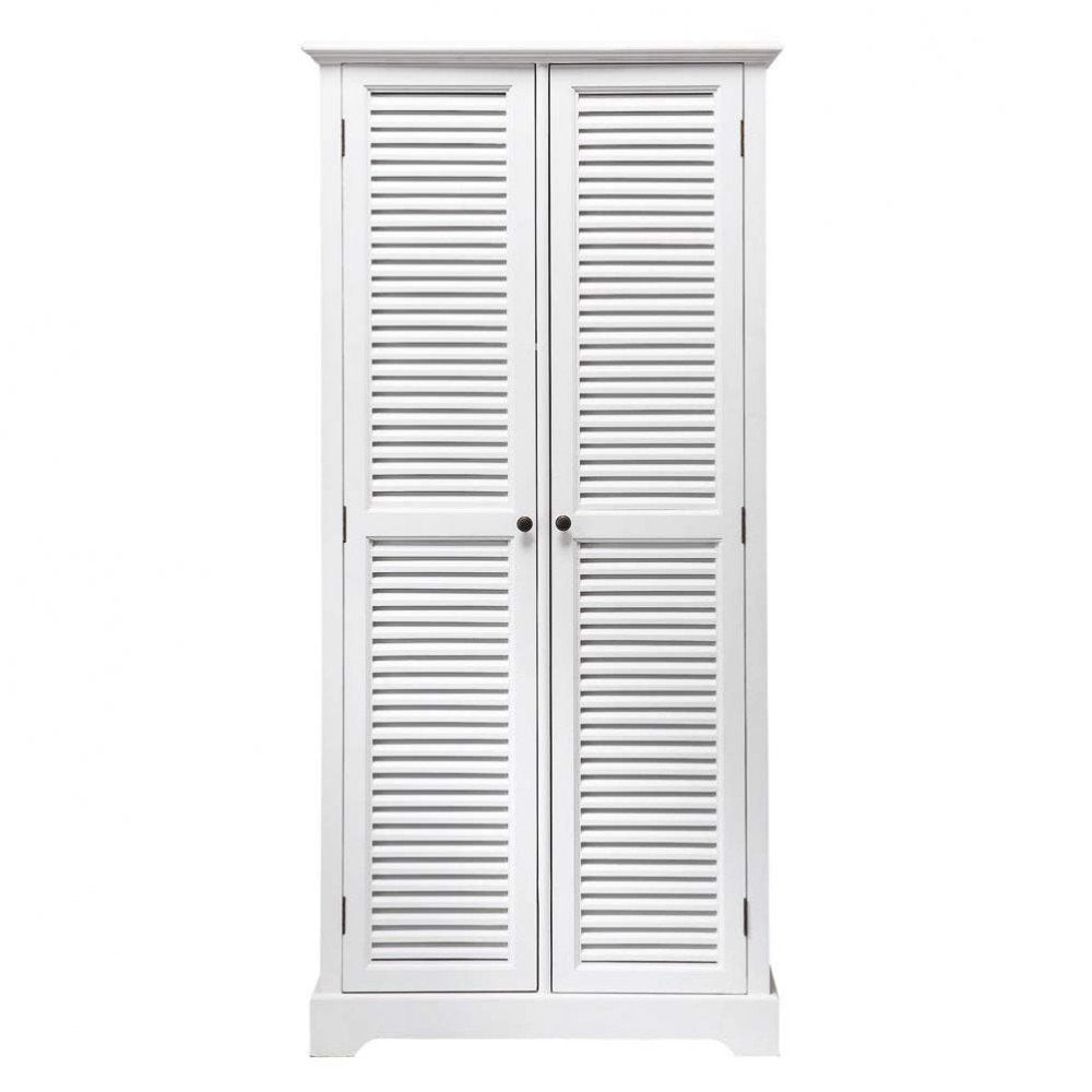 APRODZ Mango Wood Double Doors Multipurpose Storage Montreal Wardrobe Almirah for Living Room | White