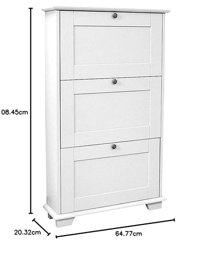 APRODZ Solid Wood Tyso Shoe Cabinet for Home | Shoe Rack Organiser | White Finish?