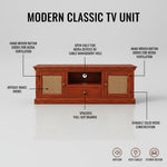 Sheesham Wood and Cane Tv Unit Cabinet | Two Door 