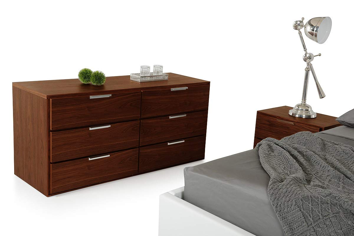 APRODZ Mango Wood Cubo Side Board Storage Cabinet for Living Room | with 6 Drawer | Wenge Finish