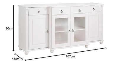 APRODZ Soild Wood Teresina Sideboard Storage Cabinet with Drawer for Living Room | White Finish