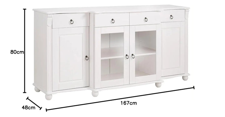 Translation missing: en.APRODZ Soild Wood Teresina Sideboard Storage Cabinet with Drawer for Living Room | White Finish