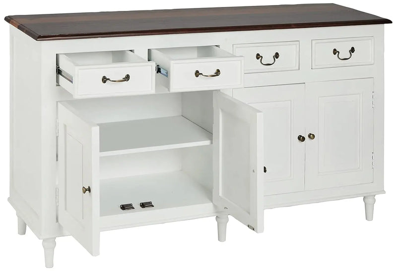 Solid Wood Cancun Storage Sideboard Cabinet with 4 Door and 4 Drawer for Living Room 