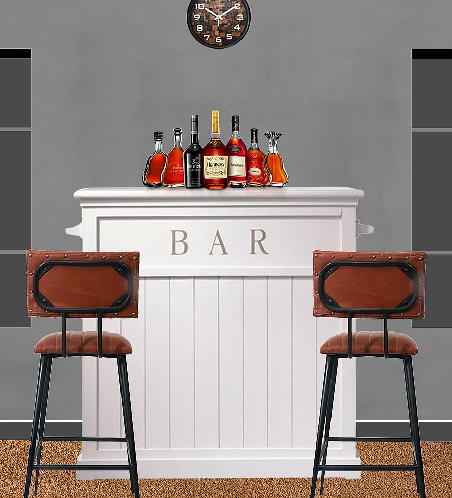 Mango Wood Peetz Royal Stylish Bar Cabinet with Wine Glass Storage for Living Room | Chestnut Finish 