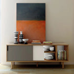 APRODZ Solid Wood Clearcut Storage Side Board Unit for Living Room | Walnut Matte Grey White Finish