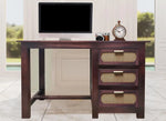 Sheesham Wood and Cane Office Desk Study Computer Table for Study Room with 1 Drawer and 1 Door (Rosewood - Mahogany) 