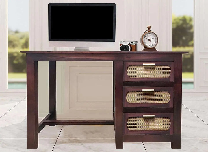 Translation missing: en.APRODZ Sheesham Wood and Cane Office Desk Study Computer Table for Study Room with 1 Drawer and 1 Door (Rosewood - Mahogany)