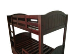 Mango Wood Mingitc Kids Bunk Beds with Trundle for Bedroom | Brown Finish 