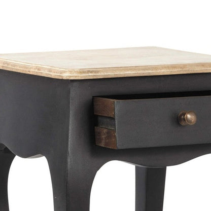 Mango Wood Cusco One Drawer Selves Bedside Storage Table for Bedroom | Dark Brown Finish