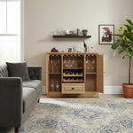 Mango Wood Peetz Royal Bar Cabinet – Stylish Home Bar Furniture with Wine Glass Storage & Shelves for Living Room, Dining & Lounge 