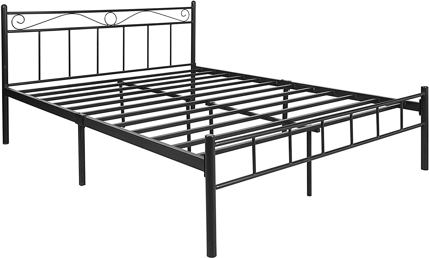 APRODZ Queen Size Bed for Bedroom Metal Bed in Black Color