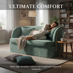 modern 3-seater sofa Luxury Curved Velvet Sofa with Gold-Plated Back 