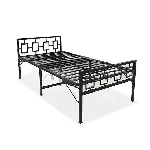 Metal Bed | Metal Bed With Foam Mattress Included | (King, Queen, Single Size with Mattress) (Geometric Design & Geometric Design with Foam) Aprodz