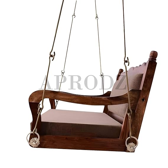 Sheesham Wood Swing Jhula for Indoor Outdoor & Balcony | House Swings for Adults (Walnut Finish) 